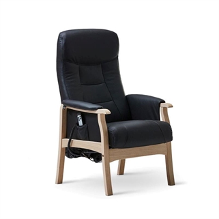 Sanne læder otiumstol | Sort læder m. sædeløft